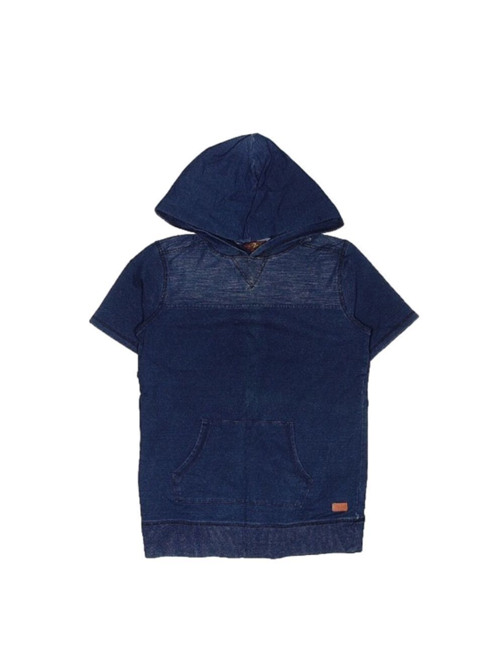 7 For All Mankind blue shirt with hood and front pockets size large youth